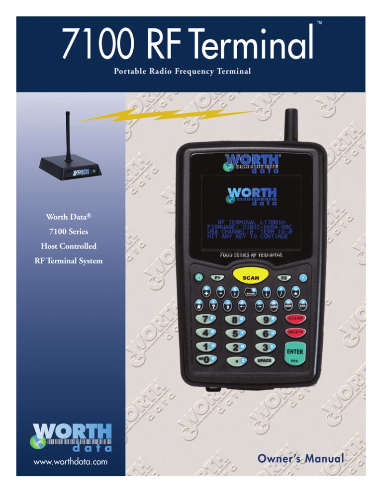 Worth Data 701 RF Owner's manual Worth Data 701 RF Owner's manual
