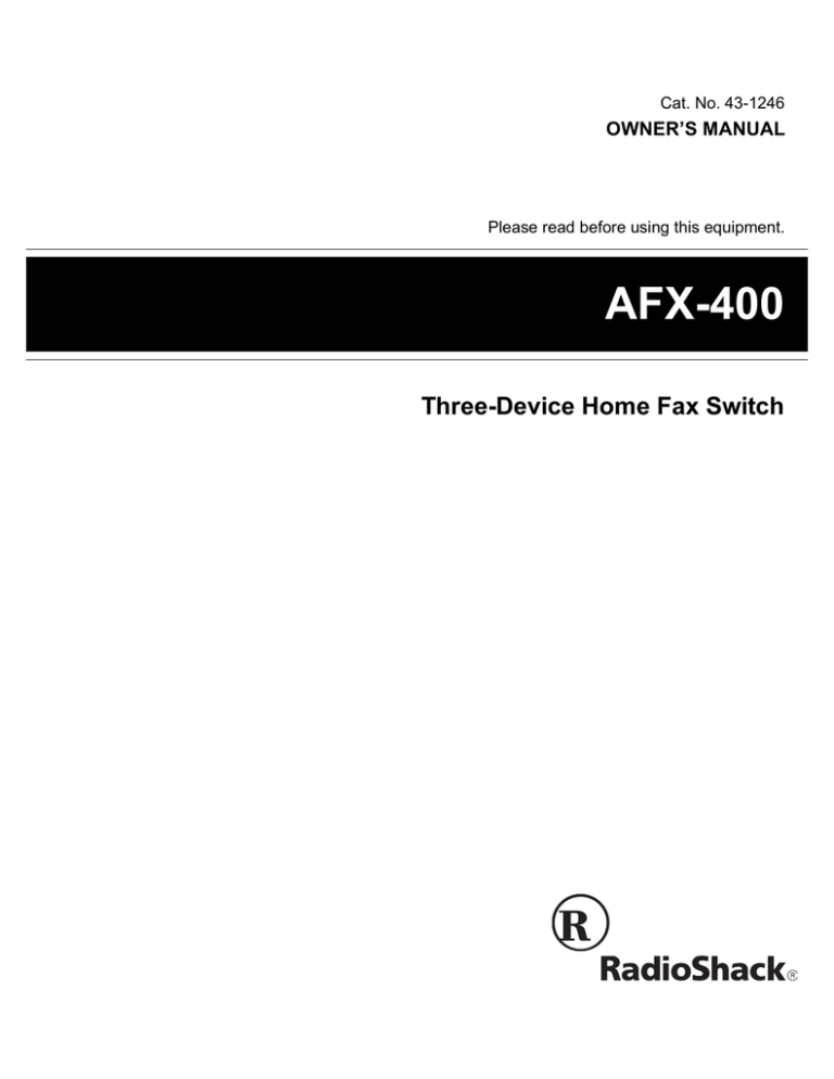 Radio Shack AFX-400 Owner's manual Radio Shack AFX-400 Owner's manual