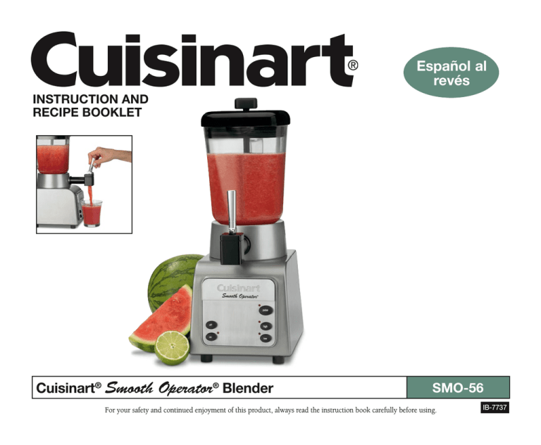 Cuisinart SMO-56, SMO-56 - Smooth Operator Blender User manual Cuisinart SMO-56, SMO-56 - Smooth Operator Blender User manual