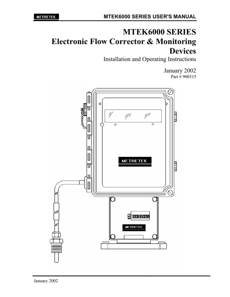Metretek MTEK6000 User manual Metretek MTEK6000 User manual