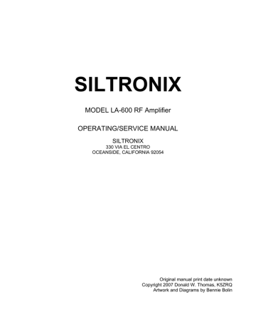 SILTRONIX LA-600 Service manual | Manualzz