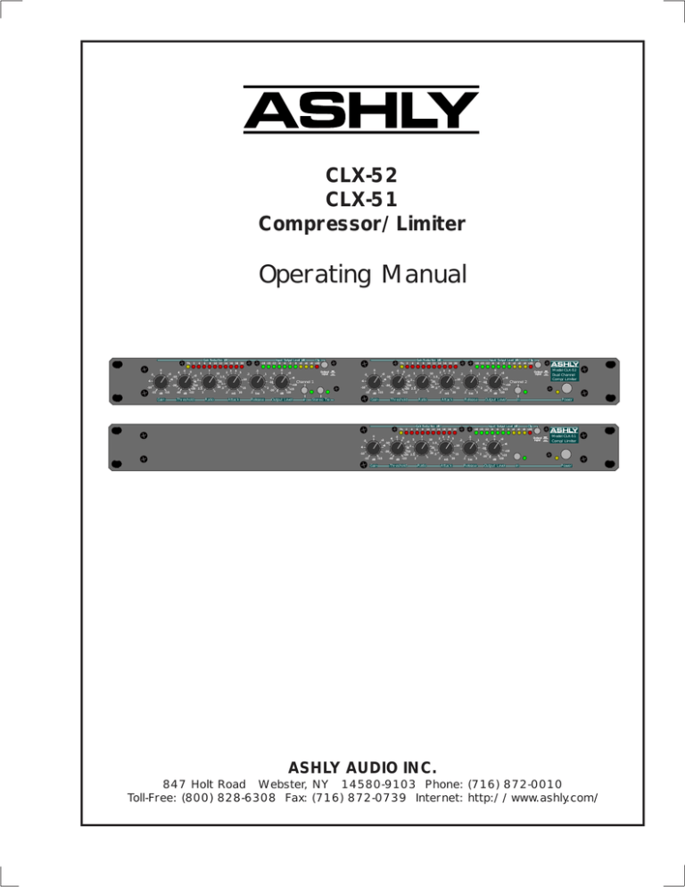 Ashly CLX-52 Specification Ashly CLX-52 Specification