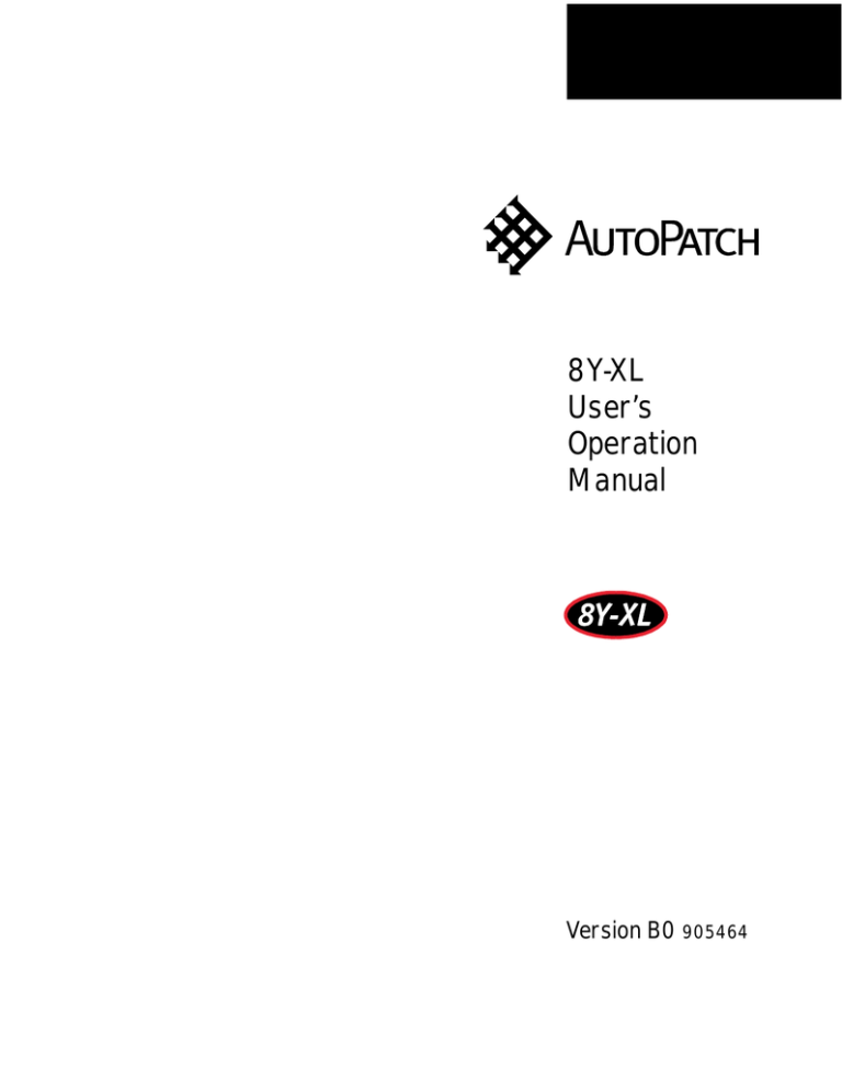 AutoPatch 8Y-XL Specification AutoPatch 8Y-XL Specification