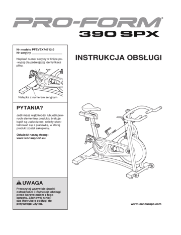 ProForm 390 SPX BIKE Instrukcja obsługi | Manualzz