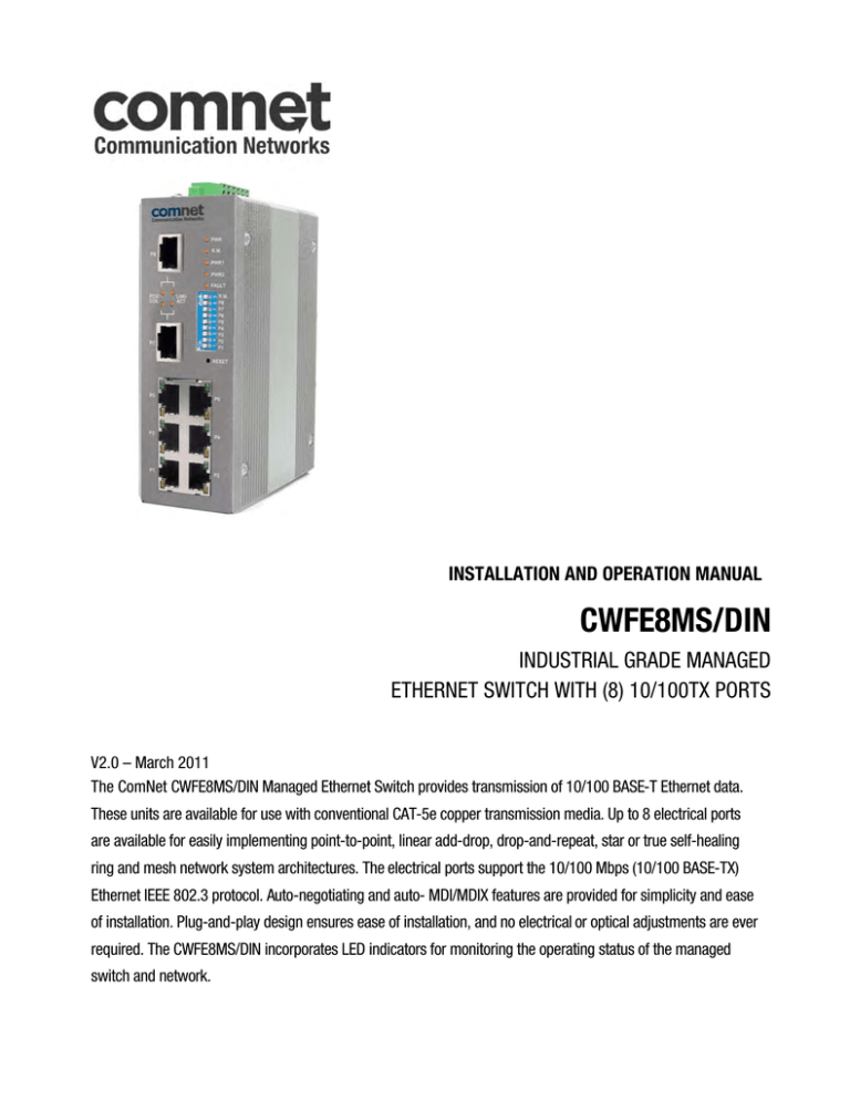 Comnet CWFE8MS/DIN Product information Comnet CWFE8MS/DIN Product information
