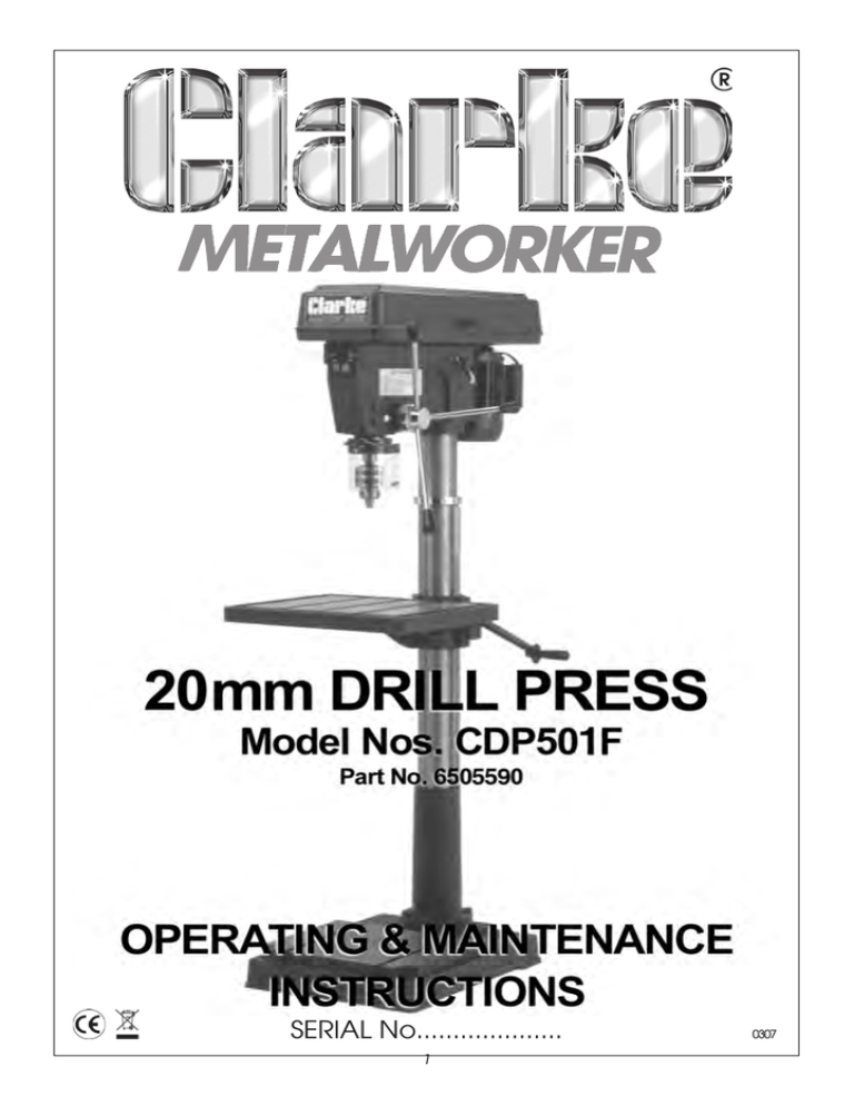 Clarke CDP501F User manual Clarke CDP501F User manual