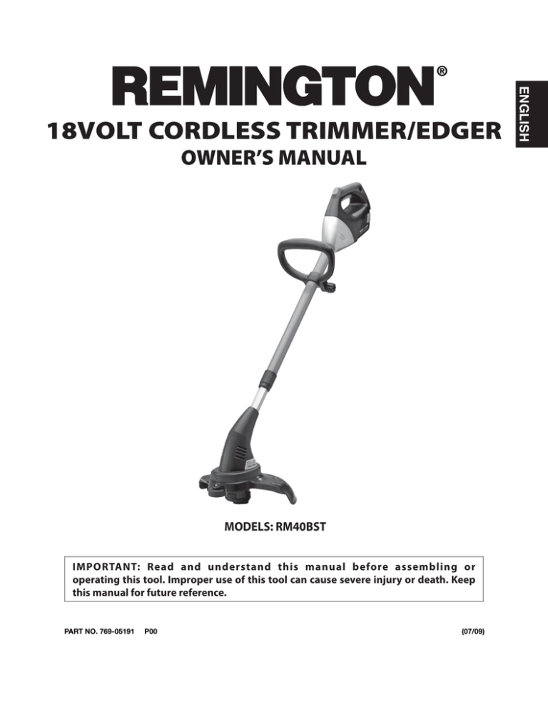 Remington BS1812A Owner's manual Remington BS1812A Owner's manual