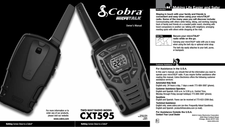 Cobra CXT595 Owner's manual Cobra CXT595 Owner's manual