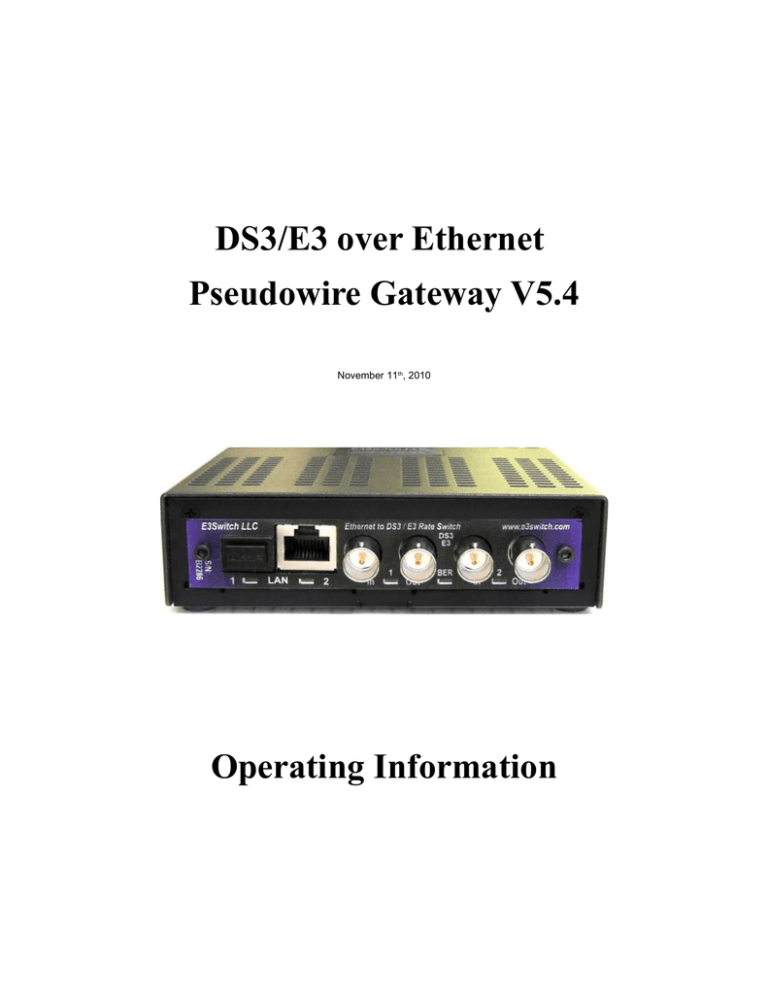 E3Switch DS3 Specification E3Switch DS3 Specification