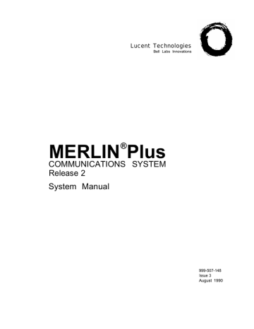 Quick Reference Guide to MERLIN Plus Features. AT&T Merlin | Manualzz