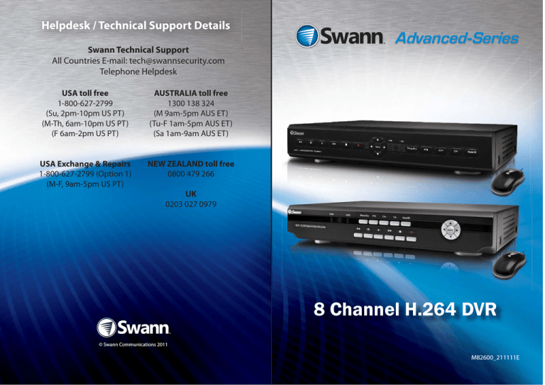 Black 8 Channel DVR Specification Black 8 Channel DVR Specification