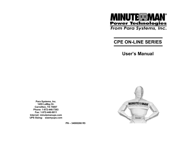 Minuteman MCP 3000i User manual Minuteman MCP 3000i User manual