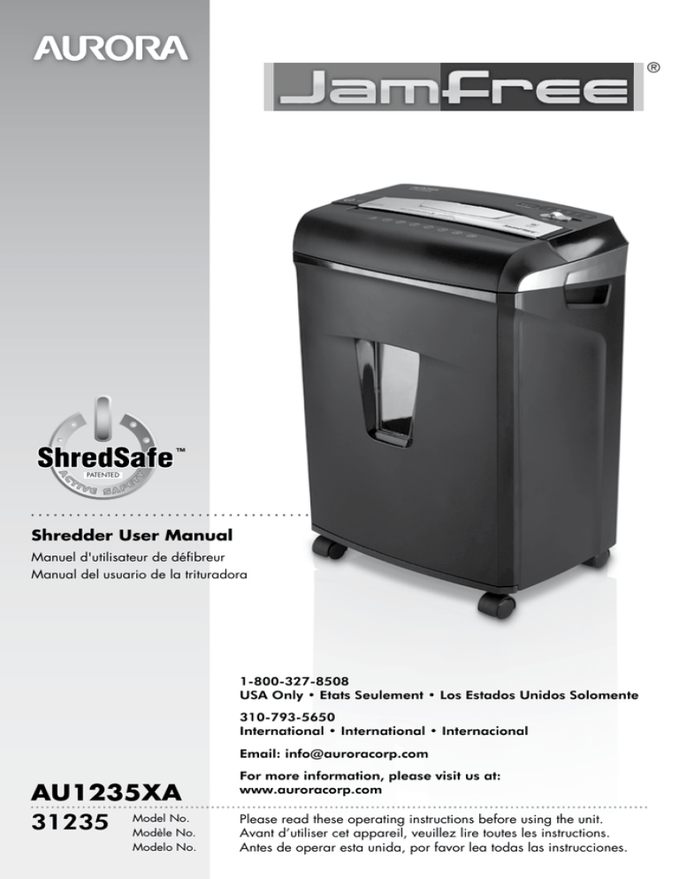 Aurora AU1235XA User manual Aurora AU1235XA User manual