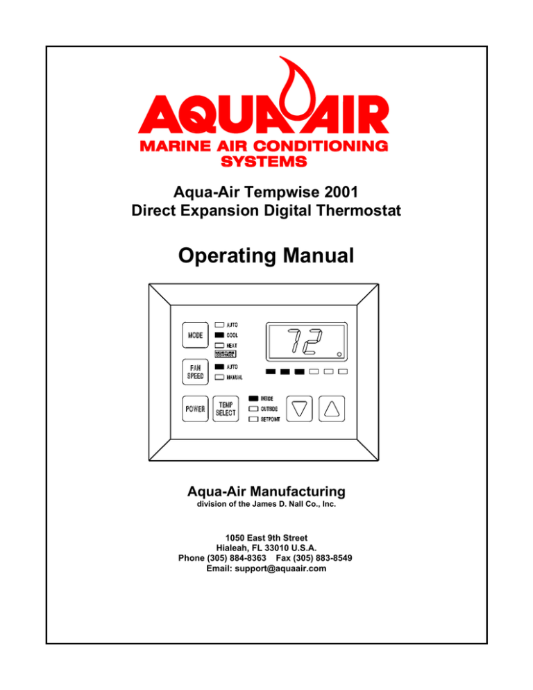 Aqua-Air Tempwise 2001 Specification Aqua-Air Tempwise 2001 Specification