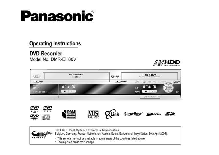 Panasonic DMREH80V, CDC-MP3 YU Operating instructions Panasonic DMREH80V, CDC-MP3 YU Operating instructions