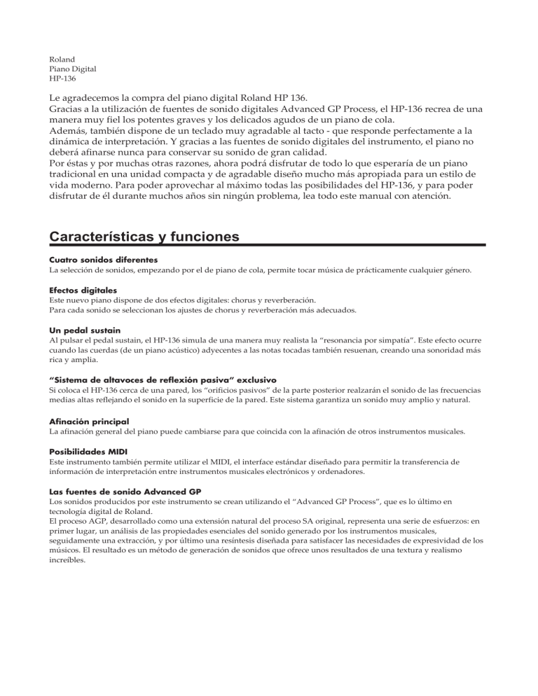 Roland HP-136 User manual Roland HP-136 User manual
