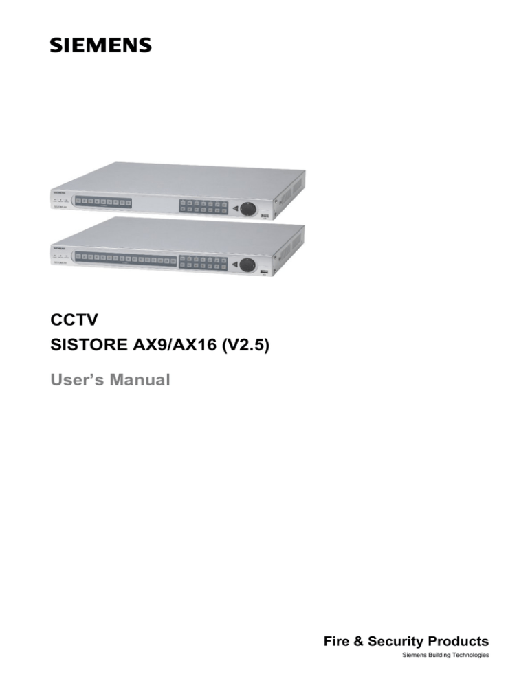 Siemens SISTORE AX9 User manual Siemens SISTORE AX9 User manual