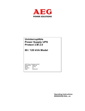 AEG 80 / 120 kVA Operating instructions AEG 80 / 120 kVA Operating instructions