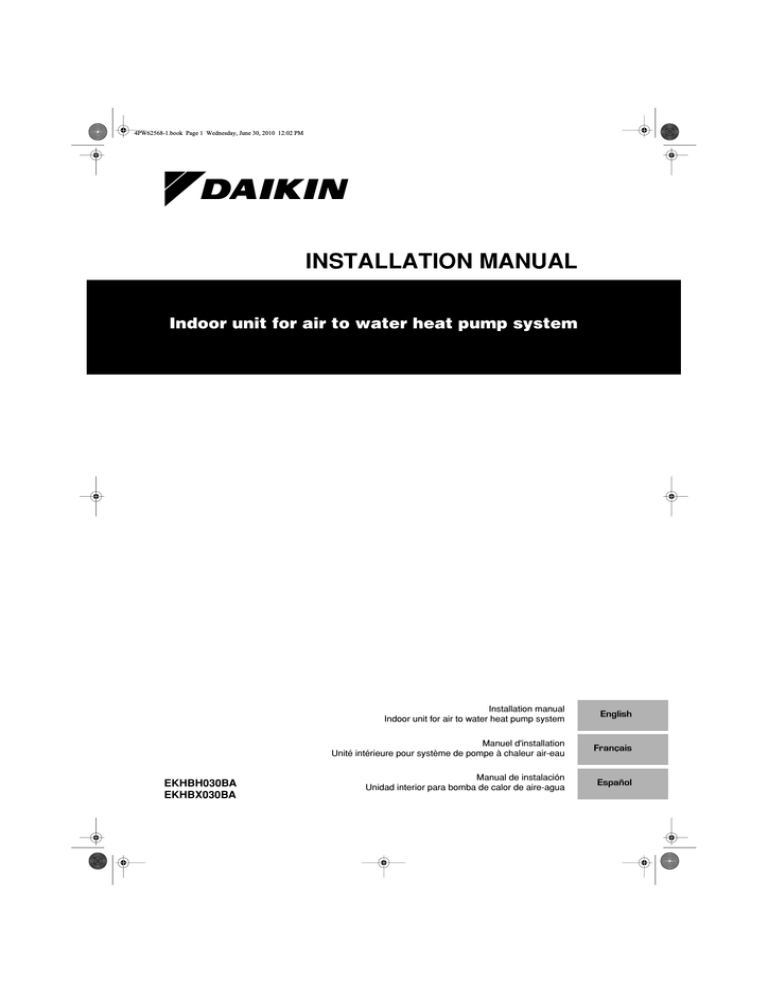 Daikin EKHBH030BA Installation guide Daikin EKHBH030BA Installation guide