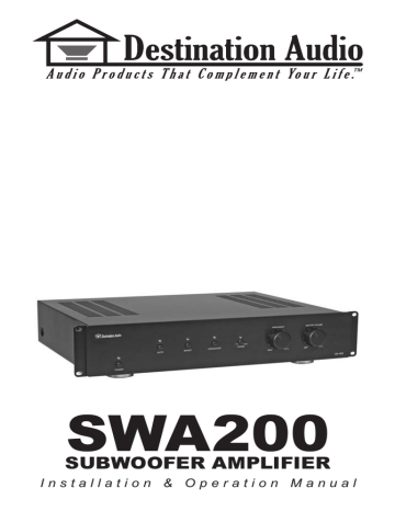 Destination Audio SWA200 Installation & Operation Manual | Manualzz