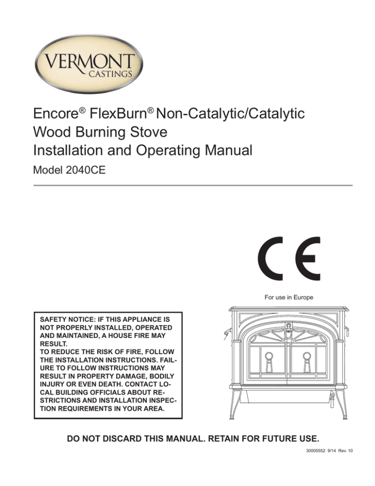 Vermont Castings Encore Flexburn 2040 Specification Vermont Castings Encore Flexburn 2040 Specification