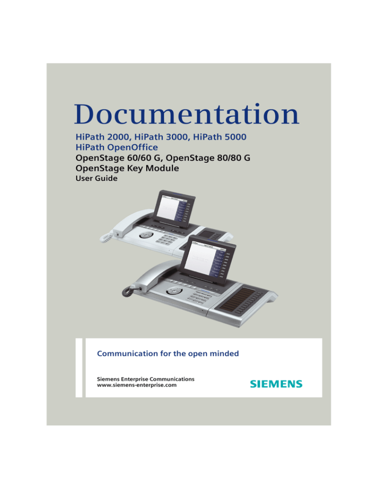 Siemens OpenStage 80 G User guide Siemens OpenStage 80 G User guide