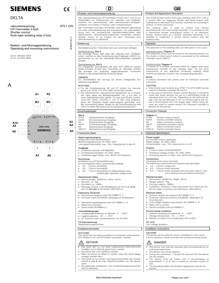 Siemens 5TC1 series User manual Siemens 5TC1 series User manual