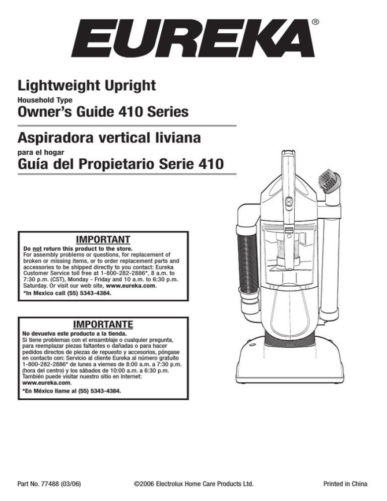 Eureka 410 Series Specification Eureka 410 Series Specification