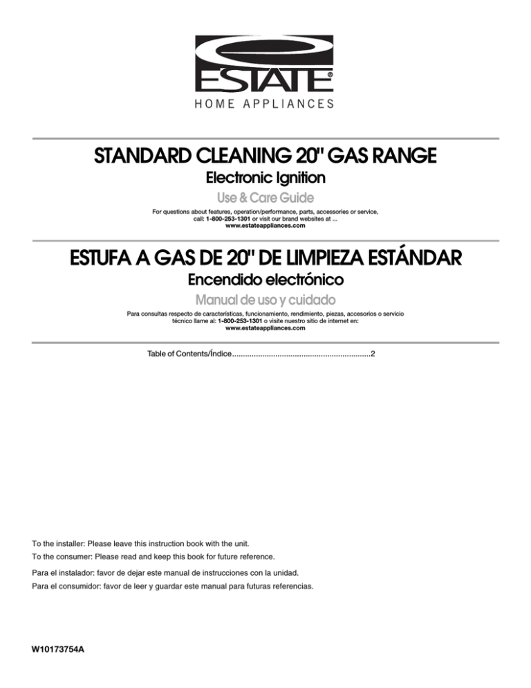 Estate W10173754A User guide Estate W10173754A User guide