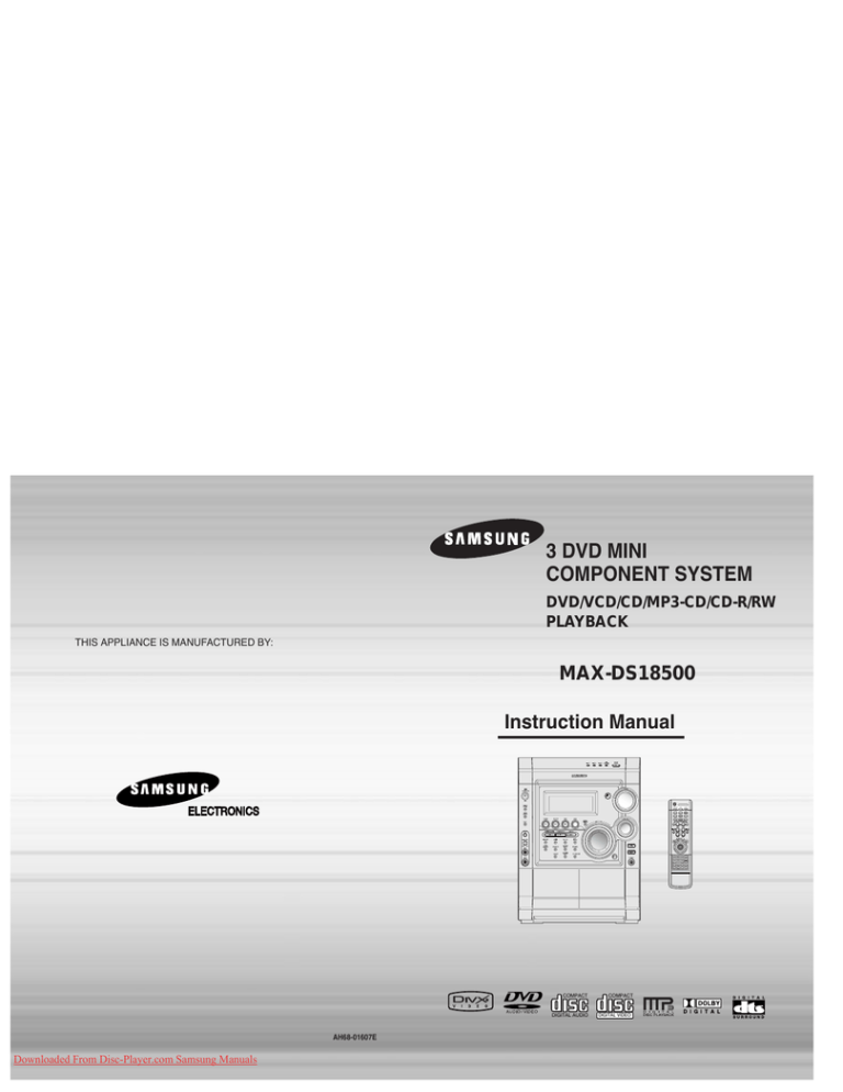 Samsung MAX-DS18500 User manual Samsung MAX-DS18500 User manual