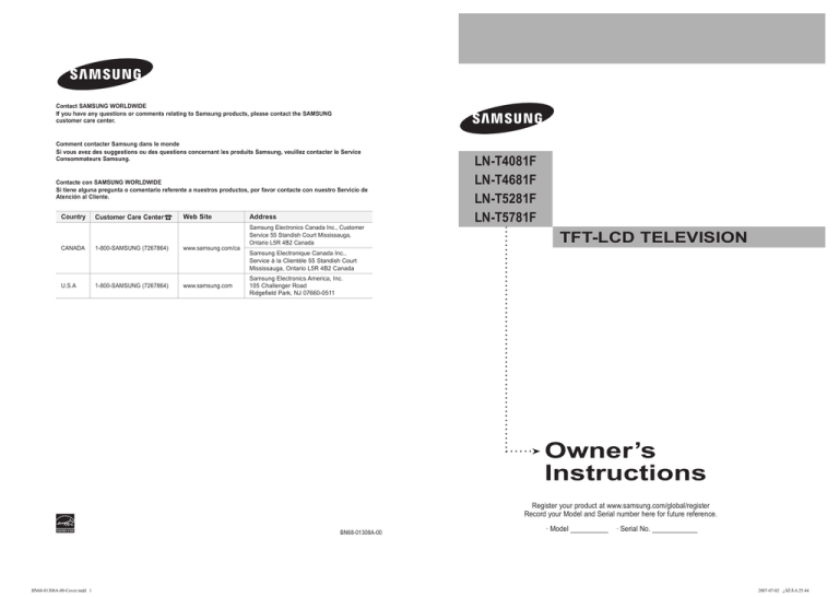 Samsung LN-T4681F User manual Samsung LN-T4681F User manual
