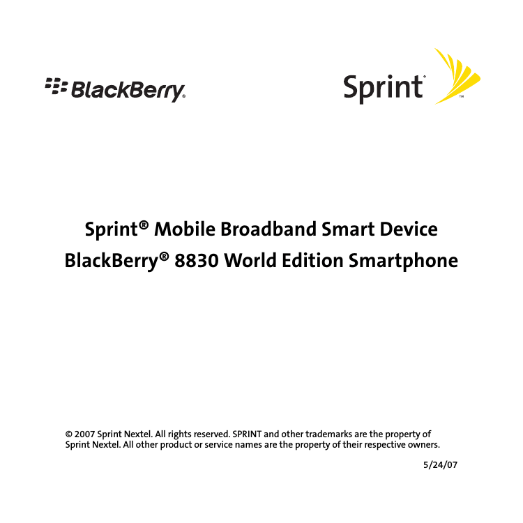 Blackberry 8830 User guide Blackberry 8830 User guide