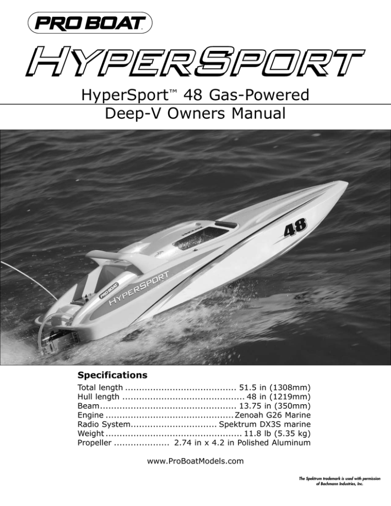 ProBoat HyperSport Specification ProBoat HyperSport Specification