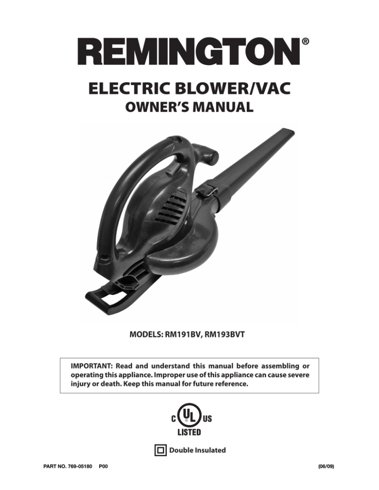 Remington RM193BVT Owner's manual Remington RM193BVT Owner's manual