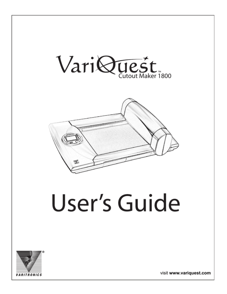 Varitronics VariOuest Cutout Maker 1800 User manual Varitronics VariOuest Cutout Maker 1800 User manual