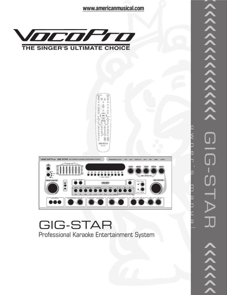 VocoPro ENTERTAINER Operating instructions VocoPro ENTERTAINER Operating instructions