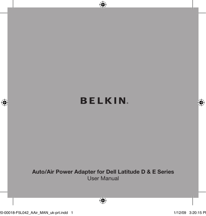Belkin auto/air power adapter for dell User manual Belkin auto/air power adapter for dell User manual