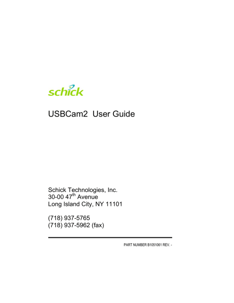 Schick USBCam2 User guide Schick USBCam2 User guide