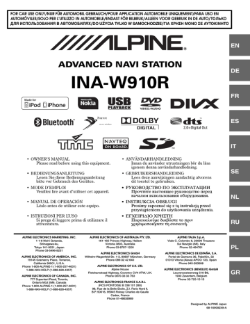 Alpine INA-W910R Manuel du propriétaire | Manualzz