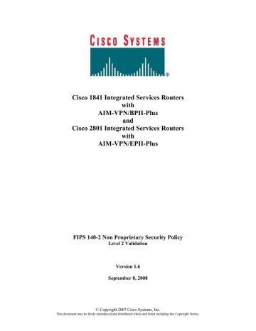 Cisco 1841 - 1841 Integrated Services Router Specification Cisco 1841 - 1841 Integrated Services Router Specification