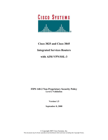 Cisco CISCO3825 Specification Cisco CISCO3825 Specification