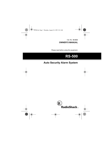 Owner's manual | Radio Shack RS-500 Owner`s manual | Manualzz