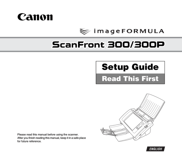Canon 3323B001 - imageFORMULA ScanFront 220e Setup guide Canon 3323B001 - imageFORMULA ScanFront 220e Setup guide