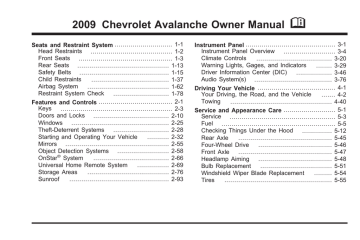 Chevrolet Avalanche 2009 Owners manual | Manualzz