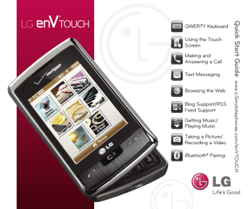 Verizon VX11000 Verizon Wireless, enV Touch Verizon Wireless, enV Touch Quick start guide Verizon VX11000 Verizon Wireless, enV Touch Verizon Wireless, enV Touch Quick start guide