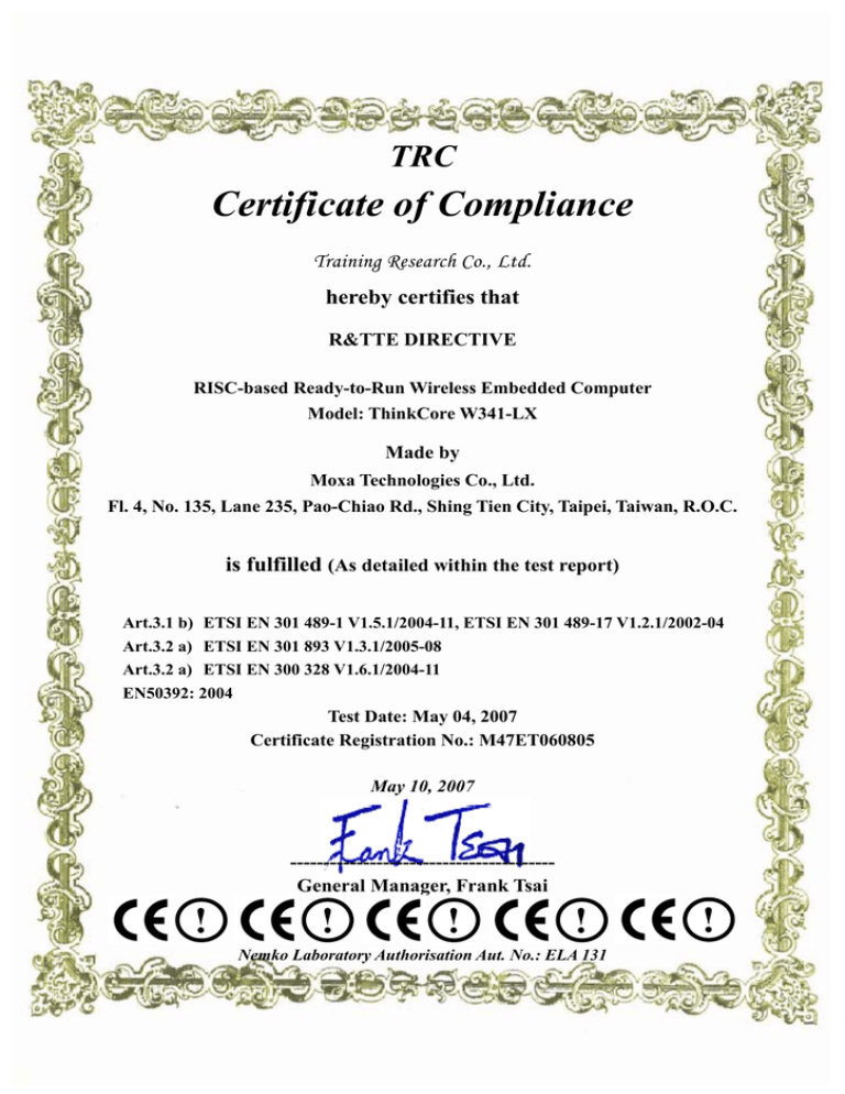Moxa Technologies THINKCORE W341 User manual Moxa Technologies THINKCORE W341 User manual