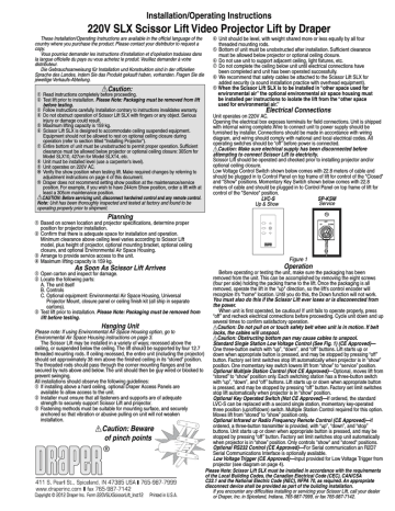 Draper R2D7 Operating instructions Draper R2D7 Operating instructions