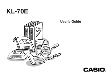 Casio KL-70E User's Guide Casio KL-70E User's Guide