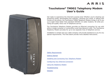 Arris Touchstone TM902 User manual | Manualzz Arris Touchstone TM902 User manual | Manualzz