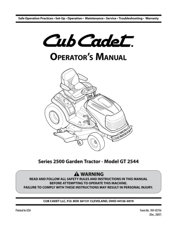 User manual | Cub Cadet 190-002 Operator`s manual | Manualzz